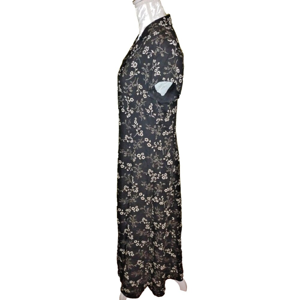 Casual Corner Annex Black White Floral Maxi Dress Sweetheart Collar Button Vneck - Picture 3 of 12